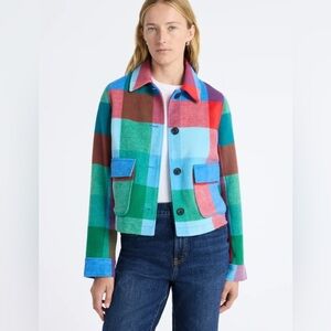 NWT Free Assembly Plaid Cropped Chore Jacket Multicolor Size Large Shacket
